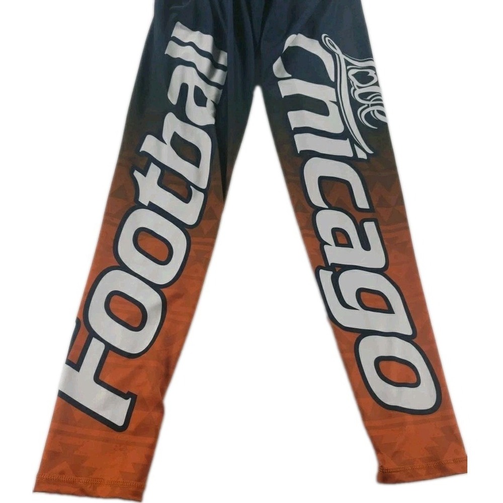 Chicago Football Leggings Orange Navy Love Graphic Fanwear Womens Large Xlusion